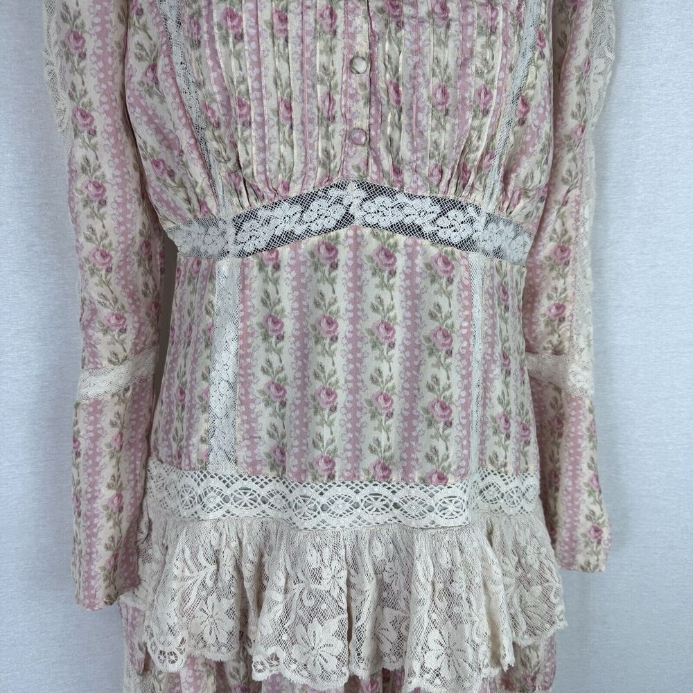 Love Shack Fancy LSF Pirelle Pink Floral Silk Lace Ruffle Mini Dress Size 6 - Picture 5 of 12